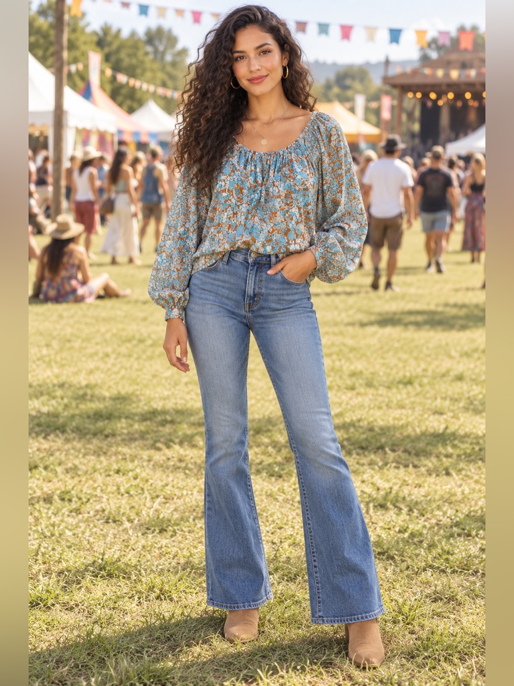 Anthropologie Floral Peasant Blouse